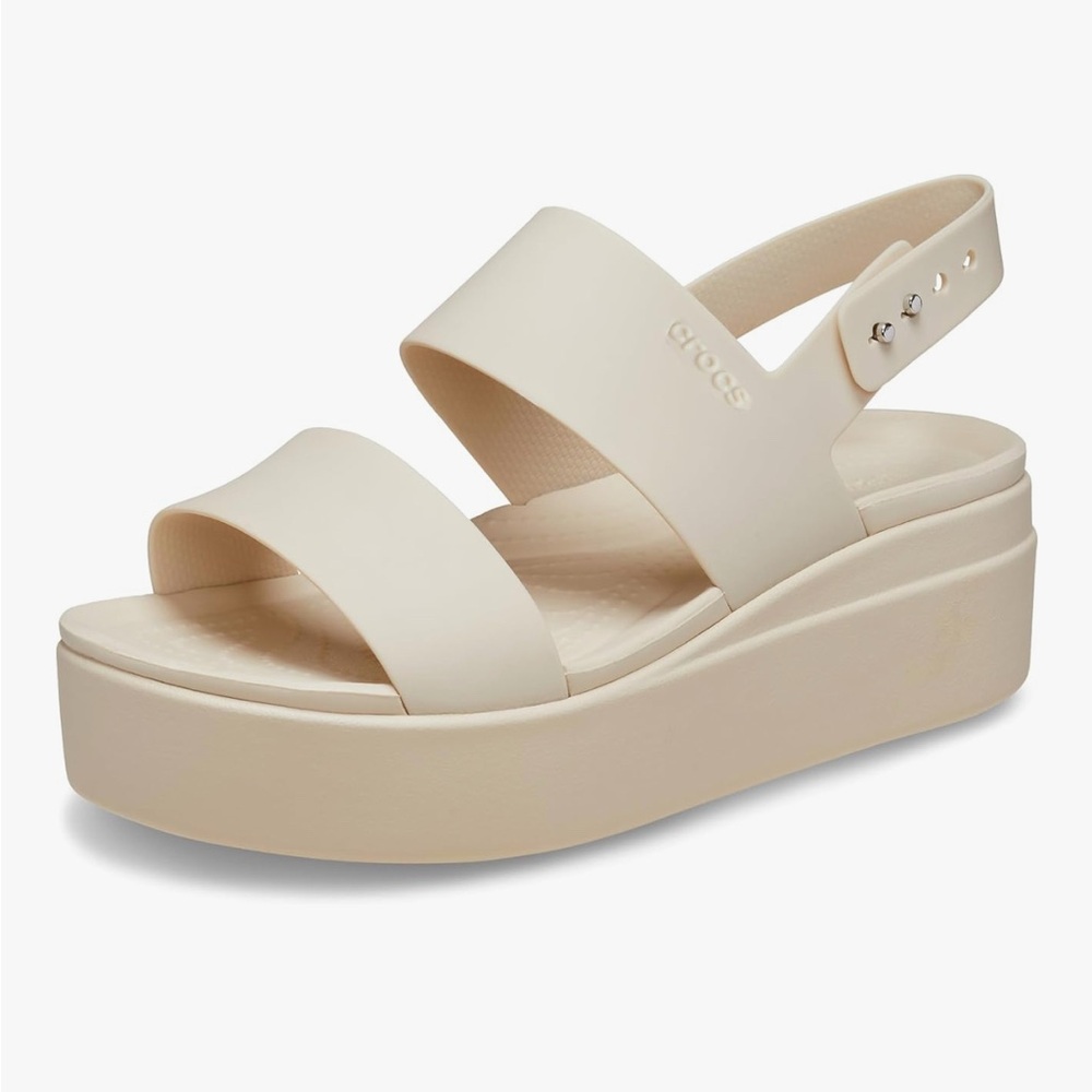 CROCS Cream Platform Sandals with Adjustable Slingback